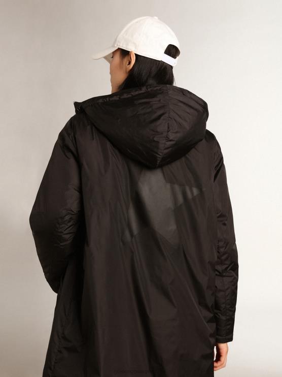 FDVPX998 Golden Goose mujer chamarra acolchada con capucha hasta los tobillos black star collection