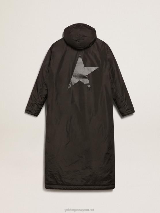 FDVPX998 Golden Goose mujer chamarra acolchada con capucha hasta los tobillos black star collection