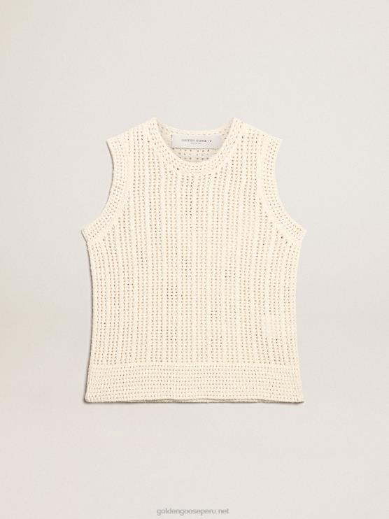 FDVPX1043 Golden Goose mujer top sin mangas de punto color papiro