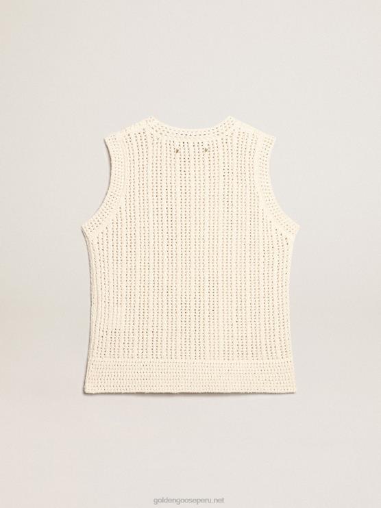 FDVPX1043 Golden Goose mujer top sin mangas de punto color papiro