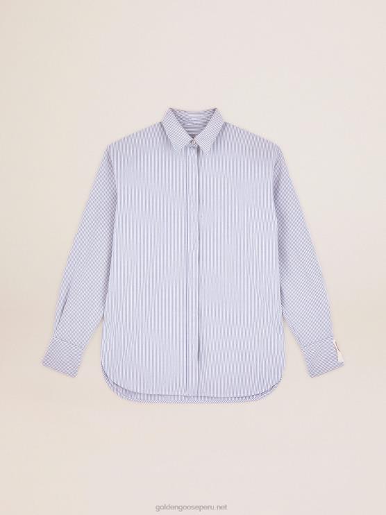 FDVPX1061 Golden Goose mujer camisa rayas azul claro candy
