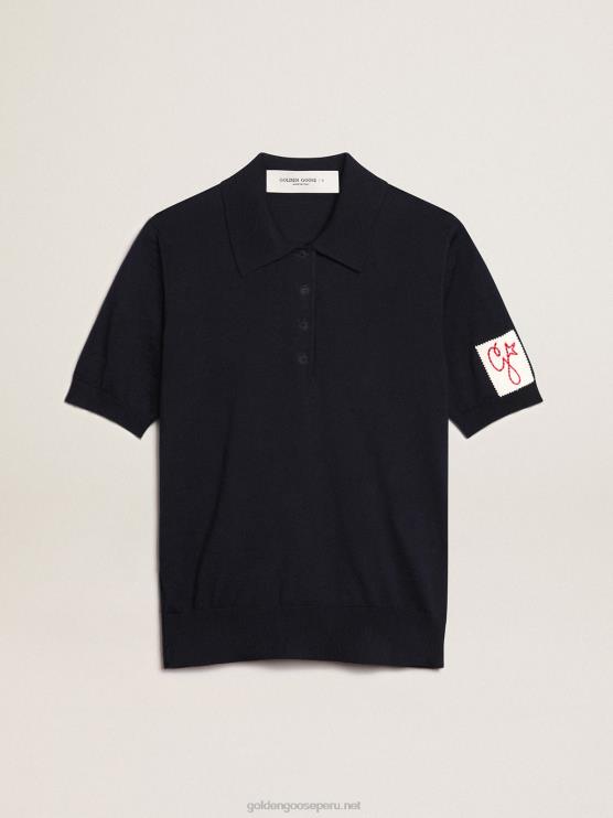 FDVPX934 Golden Goose mujer polo de lana merino azul marino