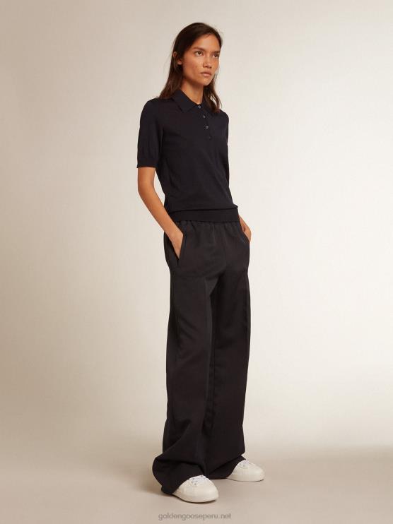 FDVPX934 Golden Goose mujer polo de lana merino azul marino