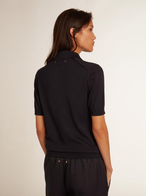 FDVPX934 Golden Goose mujer polo de lana merino azul marino