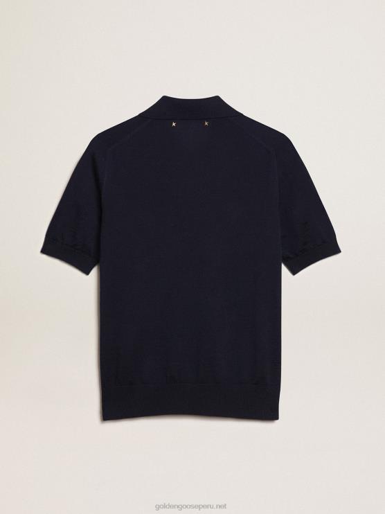 FDVPX934 Golden Goose mujer polo de lana merino azul marino