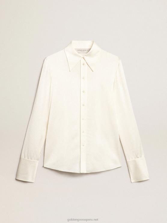 FDVPX938 Golden Goose mujer camisa slim color pergamino
