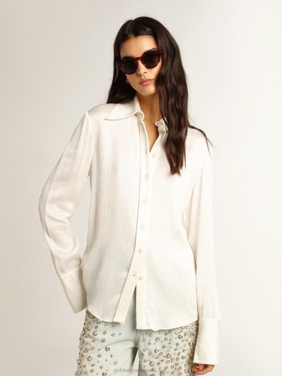 FDVPX938 Golden Goose mujer camisa slim color pergamino