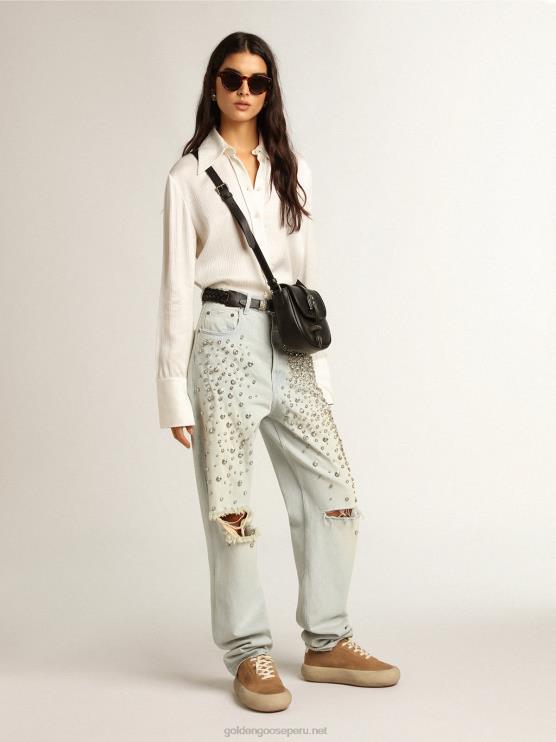 FDVPX938 Golden Goose mujer camisa slim color pergamino