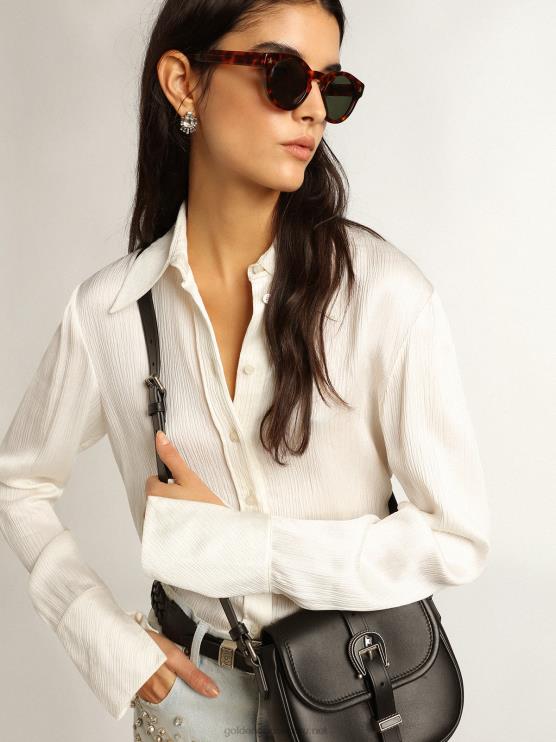 FDVPX938 Golden Goose mujer camisa slim color pergamino