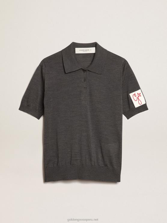 FDVPX973 Golden Goose mujer polo de lana merino antracita