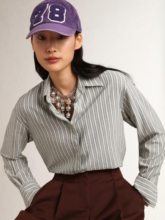 FDVPX975 Golden Goose mujer Camisa boyfriend con rayas agua de la colección Journey