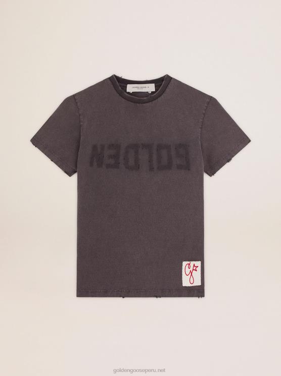 FDVPX918 Golden Goose mujer Camiseta ajustada desgastada en gris antracita