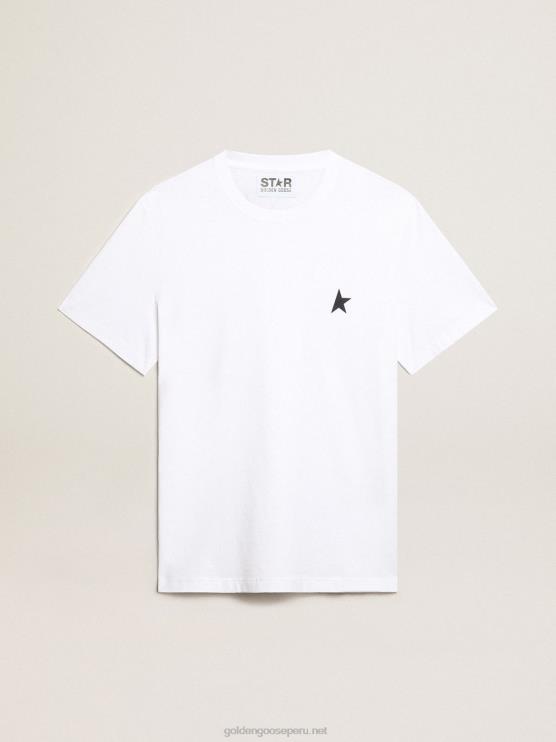 FDVPX925 Golden Goose mujer camiseta blanca con estrella azul oscuro en el frente