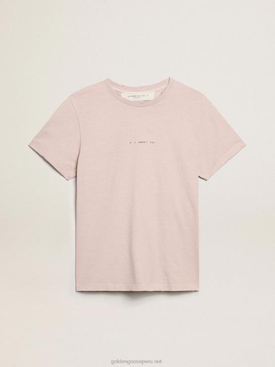 FDVPX972 Golden Goose mujer camiseta rosa pálido con letras en la parte delantera