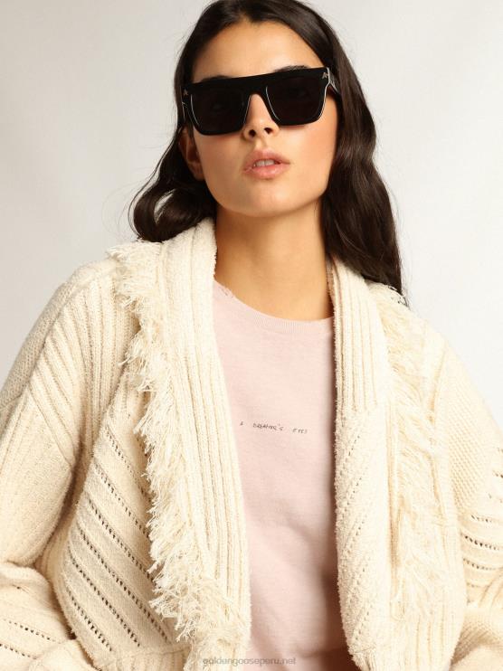 FDVPX972 Golden Goose mujer camiseta rosa pálido con letras en la parte delantera
