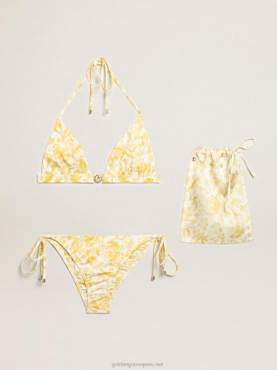 FDVPX1008 Golden Goose mujer bikini resort collection con estampado amarillo limón
