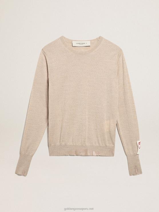 FDVPX1003 Golden Goose mujer jersey de la colección en lana merino marrón claro