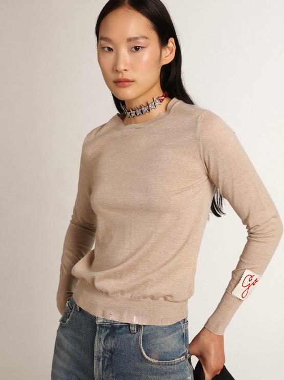 FDVPX1003 Golden Goose mujer jersey de la colección en lana merino marrón claro