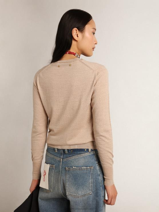 FDVPX1003 Golden Goose mujer jersey de la colección en lana merino marrón claro