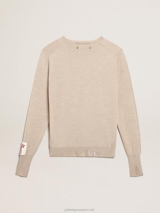 FDVPX1003 Golden Goose mujer jersey de la colección en lana merino marrón claro