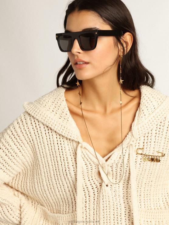 FDVPX1046 Golden Goose mujer top con capucha de algodón color papiro
