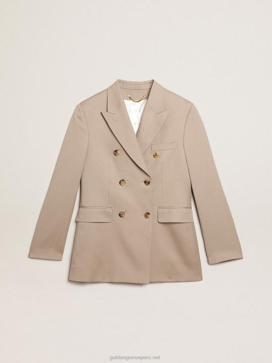 FDVPX915 Golden Goose mujer americana cruzada de gabardina de lana beige claro