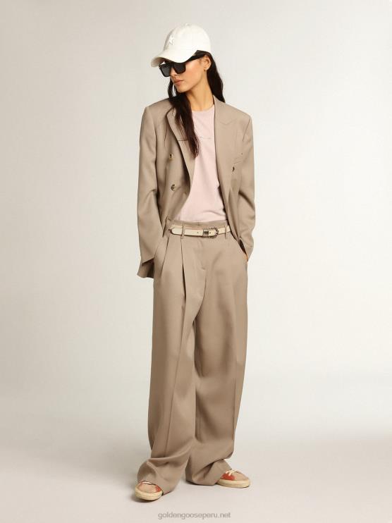 FDVPX915 Golden Goose mujer americana cruzada de gabardina de lana beige claro