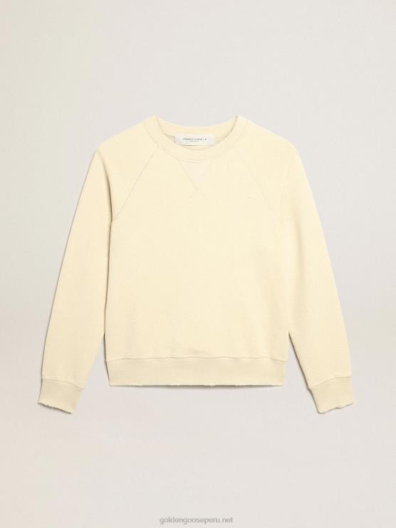 FDVPX923 Golden Goose mujer sudadera color mazapán con letras en la espalda