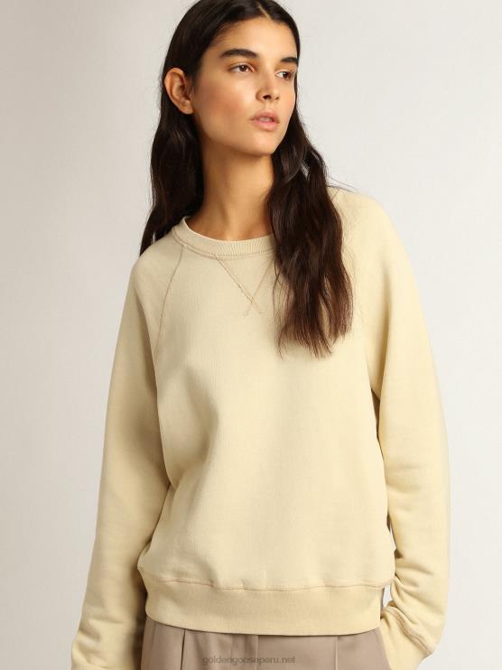 FDVPX923 Golden Goose mujer sudadera color mazapán con letras en la espalda