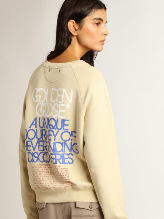 FDVPX923 Golden Goose mujer sudadera color mazapán con letras en la espalda