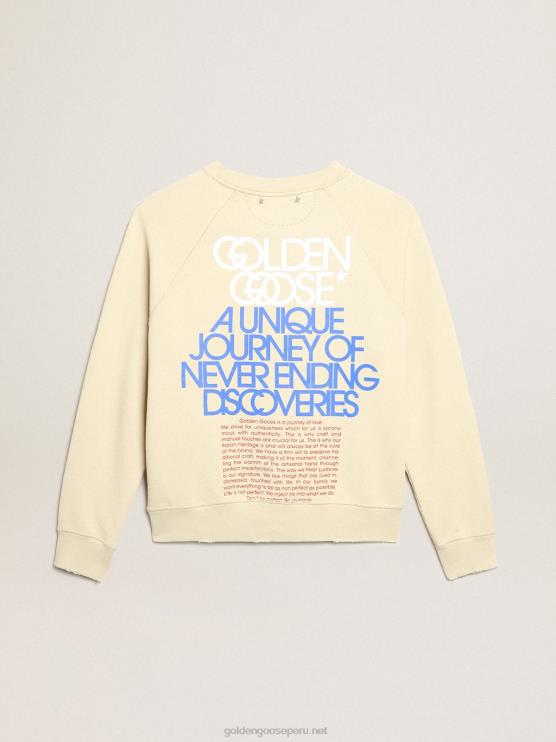 FDVPX923 Golden Goose mujer sudadera color mazapán con letras en la espalda