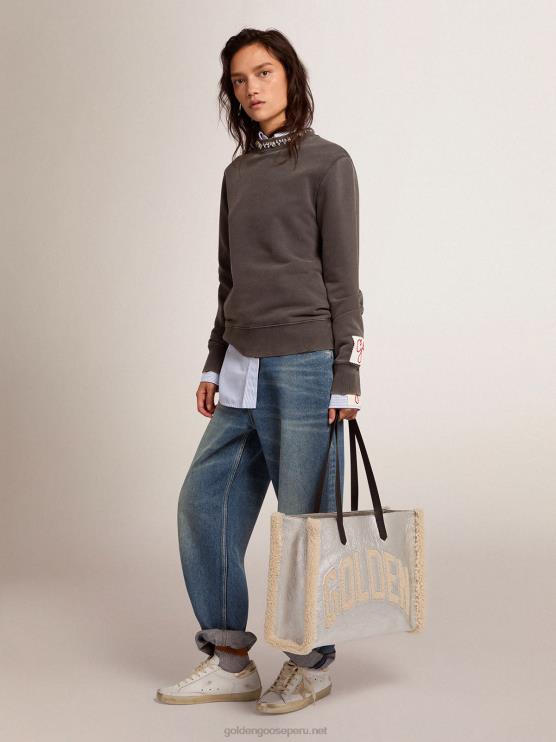 FDVPX956 Golden Goose mujer sudadera de la colección gris antracita con cristales cabujón
