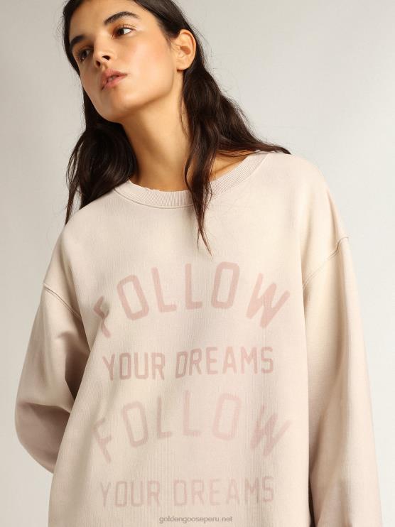 FDVPX968 Golden Goose mujer vestido estilo sudadera rosa claro con acabado envejecido