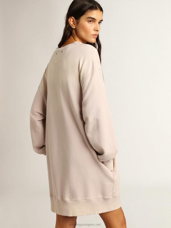 FDVPX968 Golden Goose mujer vestido estilo sudadera rosa claro con acabado envejecido