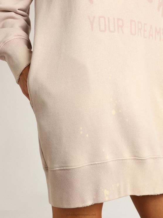 FDVPX968 Golden Goose mujer vestido estilo sudadera rosa claro con acabado envejecido