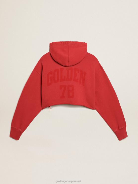 FDVPX979 Golden Goose mujer sudadera corta con capucha en rojo