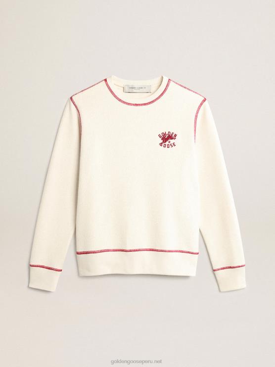 FDVPX981 Golden Goose mujer sudadera heritage blanca con logo cny