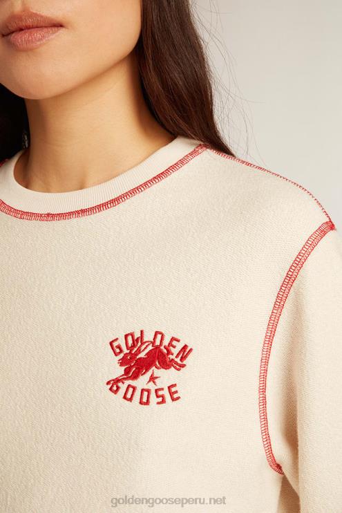 FDVPX981 Golden Goose mujer sudadera heritage blanca con logo cny