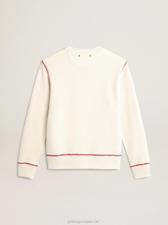 FDVPX981 Golden Goose mujer sudadera heritage blanca con logo cny