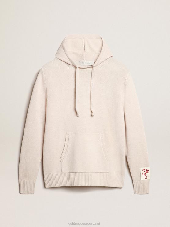 FDVPX983 Golden Goose mujer sudadera de mezcla de cachemira blanca con capucha