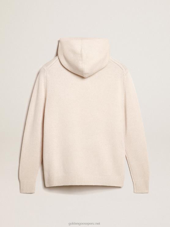 FDVPX983 Golden Goose mujer sudadera de mezcla de cachemira blanca con capucha
