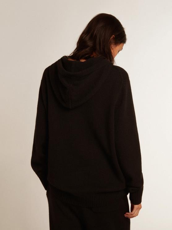 FDVPX986 Golden Goose mujer sudadera de mezcla de cachemira negra con capucha