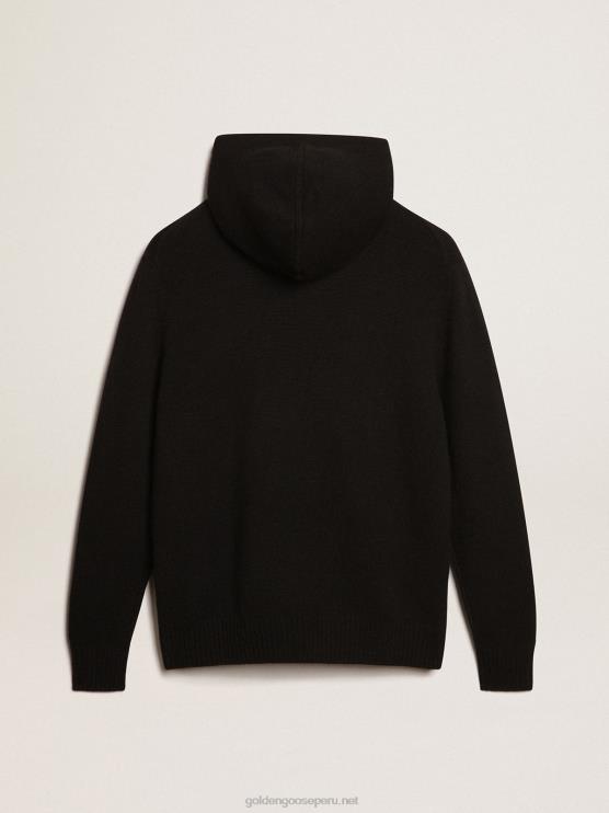 FDVPX986 Golden Goose mujer sudadera de mezcla de cachemira negra con capucha