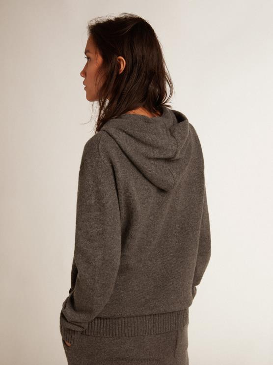 FDVPX988 Golden Goose mujer sudadera de mezcla de cachemir gris con capucha