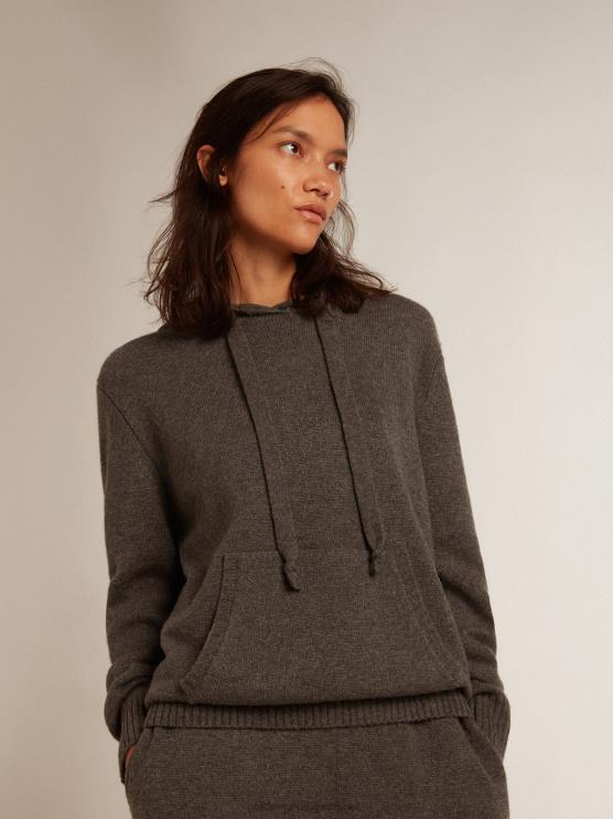 FDVPX988 Golden Goose mujer sudadera de mezcla de cachemir gris con capucha