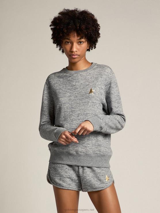 FDVPX1004 Golden Goose mujer shorts gris melange con estrella dorada