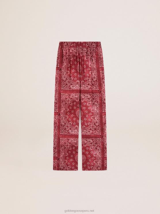 FDVPX1035 Golden Goose mujer Joggers burdeos con estampado de cachemira
