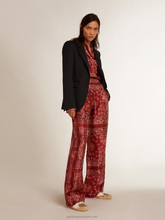 FDVPX1035 Golden Goose mujer Joggers burdeos con estampado de cachemira
