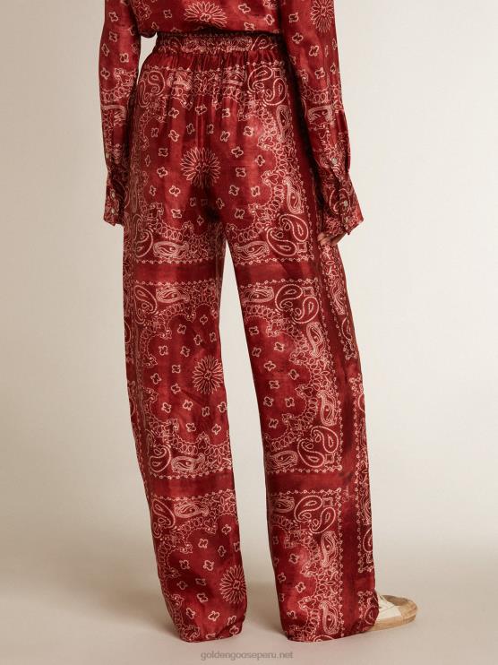 FDVPX1035 Golden Goose mujer Joggers burdeos con estampado de cachemira