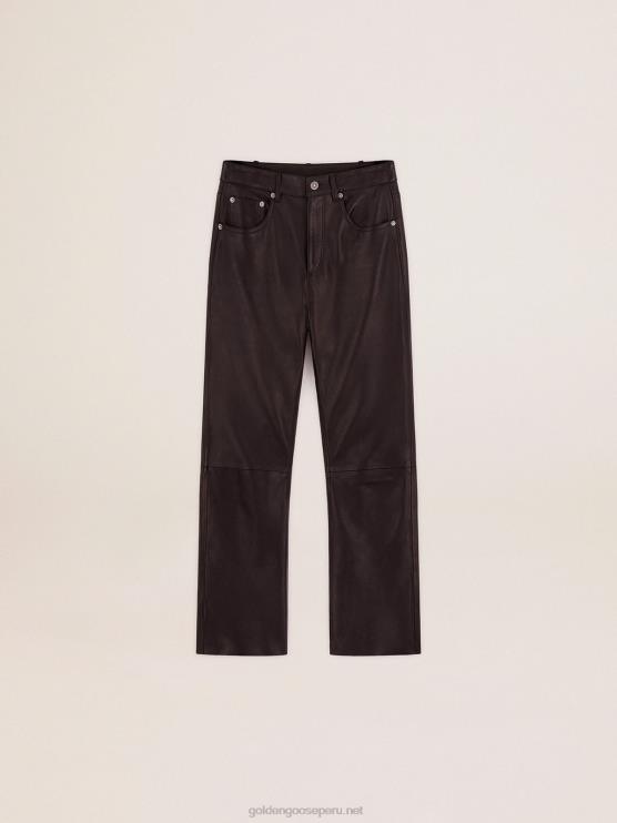 FDVPX1038 Golden Goose mujer Pantalones capri acampanados de la colección en suave piel de napa negra